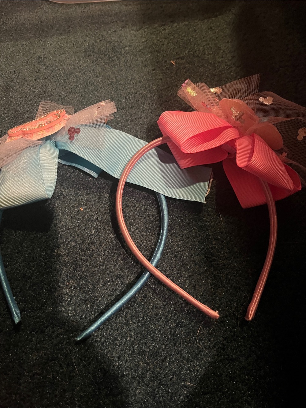 NWOT micky mouse Girls Pink and Light Blue Bow Headbands - Kids Hair Accessories